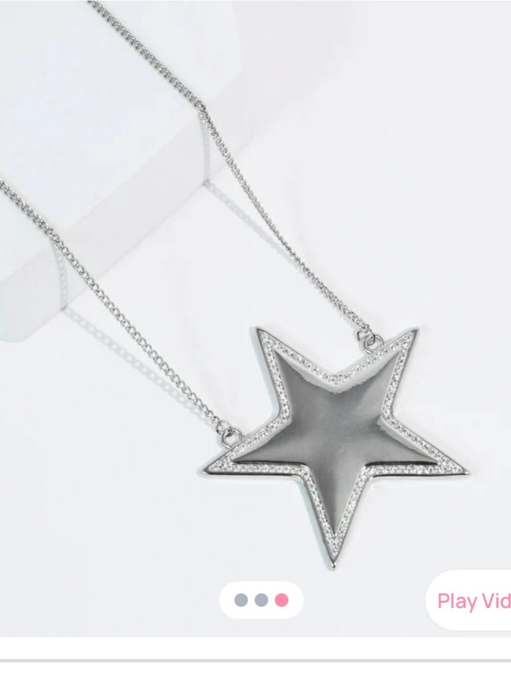 Treasure Jewels Silver Star Pendant Necklace - Polished Silver Finish -NWT